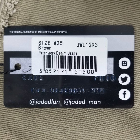 Jaded London Womens High Waisted Brown Patchwork Denim Jeans Pants NWT - Picture 6 of 9